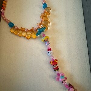 Colorful Beaded Lariat. Necklace with Cute Lalaloopsy mini dolls